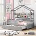 Walker Edison Loft Bed w/ Trundle by Wayfair TM Wood in Gray | Twin XD-196