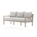 Rosalind Wheeler Audee 81.5" Wide Outdoor Teak Patio Sofa w/ Cushions Wood/Natural Hardwoods in Brown/White | 34.25 H x 81.5 W x 32 D in | Wayfair