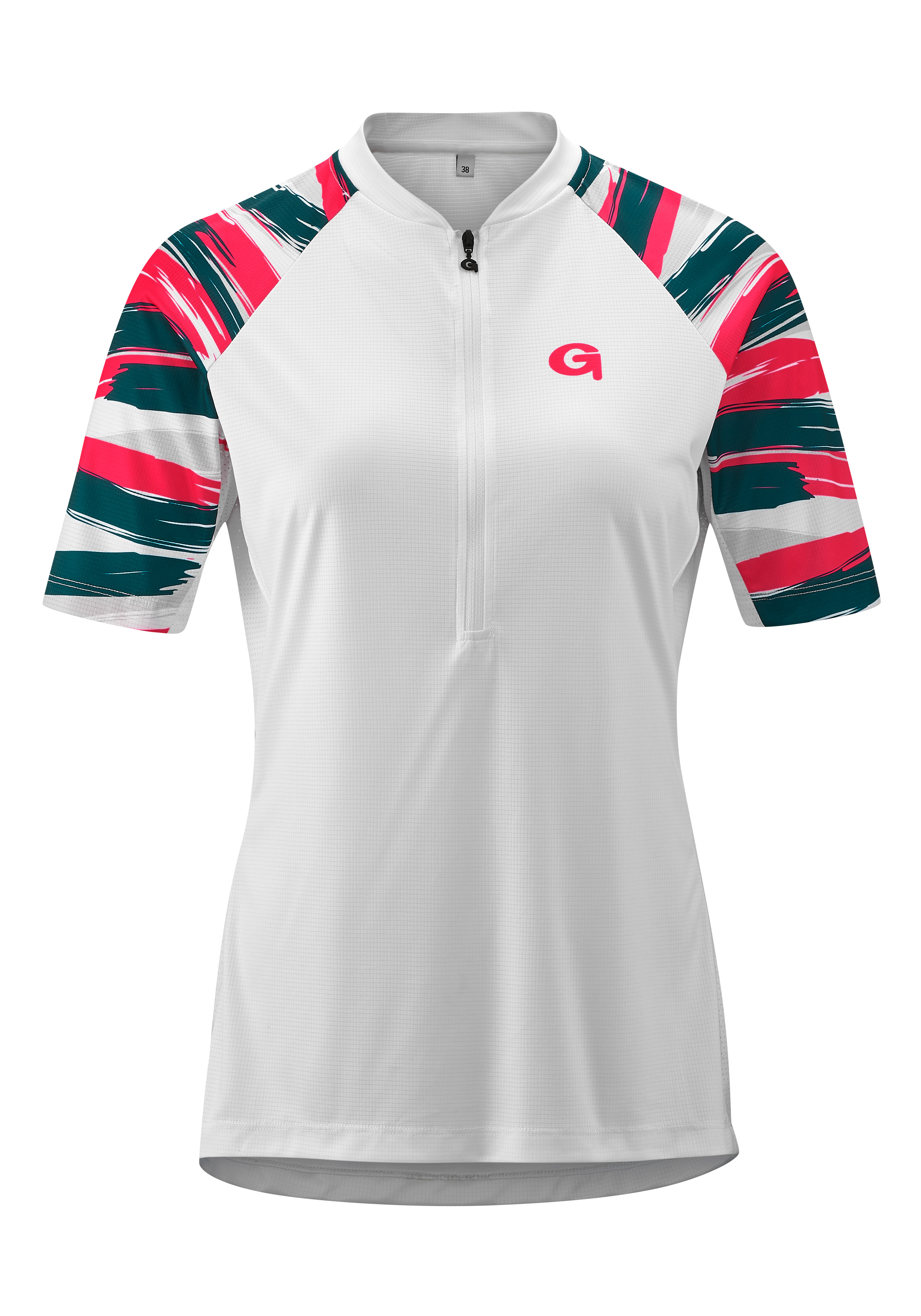 Radtrikot GONSO "BEDOLLO", Damen, Gr. 42, weiß, 100% Polyester (Recycelt), Rundhals, Trikots, Leicht, schnell trocknend, optimaler Feuchtigkeitstransport Image