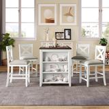 Rustic Farmhouse 5-Piece Counter Height Dining Table Set with 4 Chairs, Storage Shelf, and Expert Craftsmanship
