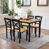 5-Piece Dining Table Set, Industrial Wooden Dining Set with Metal Frame, Stable and Ergonomic Design, for Everyday Dining
