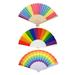 3pcs Rainbow Handheld Fan Folding Hand Fan Chinese Folding Fan for Dance