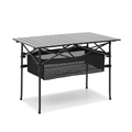 MADOG 37 Folding Camping Table Outdoor Portable Table with Storage Space Aluminum Roll Up Tabletop & Carrying Bag for Outdoor Picnic Beach BBQ Backyards Black