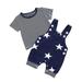 Summer Savings Clearance! 2023 Itsun Set Clothes for Toddler Boys Toddler Kid Baby Boys Summer Striped Tee Star Print Suspenders Suit Blue 80