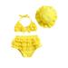 Sunisery 3Pcs Toddler Baby Girls Summer Swimwear Outfits Hanging Neck Tops + Layered Ruffle Shorts + Hat Swimsuit Yellow 6-12 Months