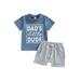 Daddy s Little Boy Toddler Boys Casual Shorts Sets Short Sleeve Letter Tops and Drawstring Shorts 2Pcs Sets Father s Day Outfits