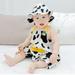 Toddler Girl Romper Deals Kid Toddler Summer Clothes Toddler Kids Baby Boys And Girl Fashion Cute Cow Print Casual Romper Hat Set Baby Toddler Jumpsuit Summer Savings Clearance