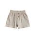 Qtinghua Toddler Baby Girl Boy Shorts Cotton Linen Loose Harem Shorts Elastic Waist Athletic Shorts Summer Jogger Shorts Khaki 18-24 Months