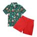 Rovga Boy Outfit Christmas Clothes Toddler Kids Baby Santa Deer Print Short Sleeve T Shirt Red Shorts Gentleman Suit 2Pcs Outfits Set