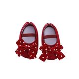 Thaisu Infant Baby Girls Flat Shoes Soft Sole Bowknot Non-slip Princess Wedding Toddler Shoes