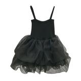 Girls Summer Little Black Dress Sleeveless Suspender Mesh A Line Knee Length Shaggy Skirt Tea Party Summer Clothes