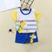 Herrnalise Toddler Baby Boys Girl Summer Short Sleeve Comfy Outfit Infant Kid Cartoon Print Short Sleeve Shirt Top+shorts Suits Cute Clothing Set Casual Outfits Set 6M-6T