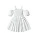 Qtinghua Toddler Baby Girls Elegant Short Sleeve Off Shoulder Dress Party Princess Sundress Summer Clothes