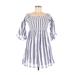 Lucky Brand Casual Dress - Mini Square 3/4 sleeves: Blue Print Dresses - Women's Size Medium