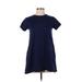 Uniqlo Casual Dress - Shift Crew Neck Short sleeves: Blue Print Dresses - Women's Size X-Small