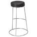 Everly Quinn 30" Bar Stool Upholstered/Leather/Metal/Genuine Leather in Gray/Black | 30 H x 18.5 W x 18.5 D in | Wayfair