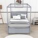 Red Barrel Studio® Binisha Full Size Canopy Bed w/ Headboard & Twin Size Trundle Wood in Gray | 71 H x 56 W x 79 D in | Wayfair