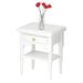 Miniature 1:12 Doll House Nightstand Doll House End Table Doll House Accessory for Kids Gift Doll House Furniture White Wood Bedside Table Nightstand Dollhouse Accessories with Drawer