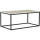 Modern Style Rectangular Coffee Table Beige Marble Tabletop Black Frame Delano - Black