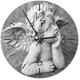 Horloge Murale Design Angelot en Contemplation - 60 x 60 cm - Gris