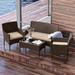 Hearth & Harbor 4-Piece Outdoor Patio Furniture Set Wicker Patio Conversation Set Brown/Beige