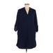 Lush Casual Dress - Shift V Neck 3/4 sleeves: Blue Print Dresses - Women's Size Small