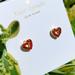 Kate Spade Jewelry | Kate Spade Love List Open Heart Stud Earrings Cut Out Red Pave Crystals Nwt | Color: Gold/Red | Size: Apx 0.5" X 0.5"