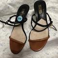 Michael Kors Shoes | Michael Kors Kitten Heel Sandals Size 6m, 3 Tone Colors | Color: Black/Brown | Size: 6
