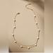 Anthropologie Jewelry | Anthropologie Pearl Station Necklace In 14 K Gold Plated | Color: Gold/White | Size: 17.5”