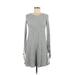 American Eagle Outfitters Casual Dress - A-Line Crew Neck Long sleeves: Gray Print Dresses - Women's Size X-Small