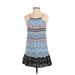 Mink Pink Casual Dress - A-Line Halter Sleeveless: Blue Color Block Dresses - Women's Size X-Small