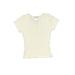 White Fawn Short Sleeve Top Ivory Print V Neck Tops - Kids Girl's Size Small