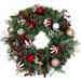 Northlight Seasonal Faux Pinecone 28" Wreath Traditional Faux, Metal in Green/Red/White | 28 H x 28 W x 7 D in | Wayfair NORTHLIGHT LL94322