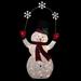 Northlight Seasonal 57" LED Lighted Snowman Holding Snowflakes Outdoor Christmas Decoration Polyester in Red/White | 57 H x 33.5 W x 11 D in | Wayfair