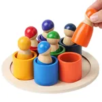 Puzzle arc-en-ciel en bois Montessori pour bébé, jouets art, tri des couleurs, jeux assortis, jouets