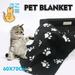 Comfortable Soft Skin Friendly Blanket Pet Products Claw Printing Pet Dog Cat Puppy Kitten Soft Blanket Doggy Warm Bed Mat Paw Print Cushion (Black)