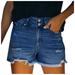 Womens Sweat Shorts High Waist Denim Shorts for Women Summer Ripped Jean Shorts Casual Straight Leg Short Pants With Pockets Sweatpant Dress Shorts for Women