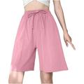 Womens Linen Shorts Womens Elastic High Waisted Shorts Casual Drawstring Sweatpant Running Jogger Shorts With Pockets Workout Shorts Shorts for Teen Girls