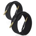 1/4 Inch TRS Instrument Cable 20ft 2-Pack Straight 6.35mm Male Jack Stereo Audio Interconnect Cord 6.35 mm