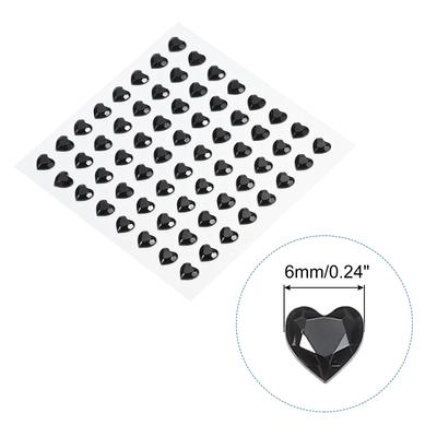 256 Pcs Heart Rhinestone 6mm Self Adhesive Gems Stickers Black