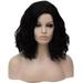 Dopi Black Wig Short Curly Wavy Bob Wig Black Wig for Women Girls Synthetic Wigs with Wig Cap