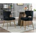 Guyou Modern Dining Chairs Set of 2 Mid-century Upholstered Velvet Armless Side Chair with Nailhead Trim and Curved Back for Dining Room Living Room Kitchen Black