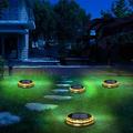 Aoujea Solar Ground Lights Solar Lights for Outside With 17 LED Lamp Beads Warm Light Outdoor Solar Disk Lights Waterproof In-Ground Lights Solar Garden Lights Landscapes Lights