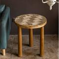 GEXPUSM End Tables for Living Room Mid-Century Modern Round Side Table with Solid Wood Legs Rustic Brown Side Table