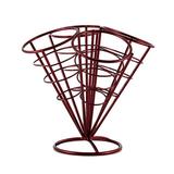 French Fry Stand Holder 4 in 1 French Fry Stand Holder Fries Cone Basket Rack for Fries Potato Chips Fish Chicken Appetizers(Wine Red)