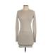 Casual Dress - Bodycon Crew Neck Long sleeves: Ivory Print Dresses - Women's Size 0