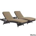 Modway Gather Synthetic Rattan Weave Outdoor Chaise Lounges (Set of 2)