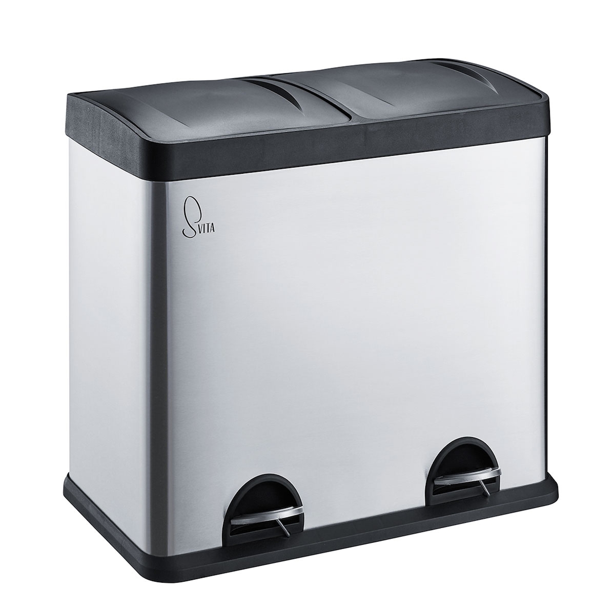 SVITA T2X24 Mülleimer Edelstahl Papierkorb Abfalleimer Mülltrennung 48L Silber Image