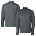 Men's Cutter & Buck Gray Kansas City Chiefs Traverse Stripe Stretch Quarter-Zip Pullover Top