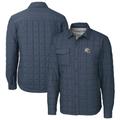 Men's Cutter & Buck Heather Navy Los Angeles Chargers Helmet Rainier PrimaLoft Eco Insulated Quilted Button-Up Shacket